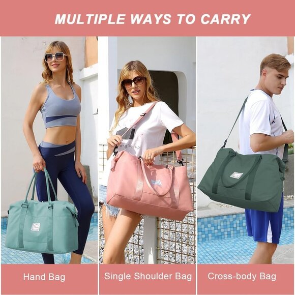 Waterproof Sports Travel Duffle Bag, Gym & Weekender Bag for Women with Strap - Picture 5 of 11